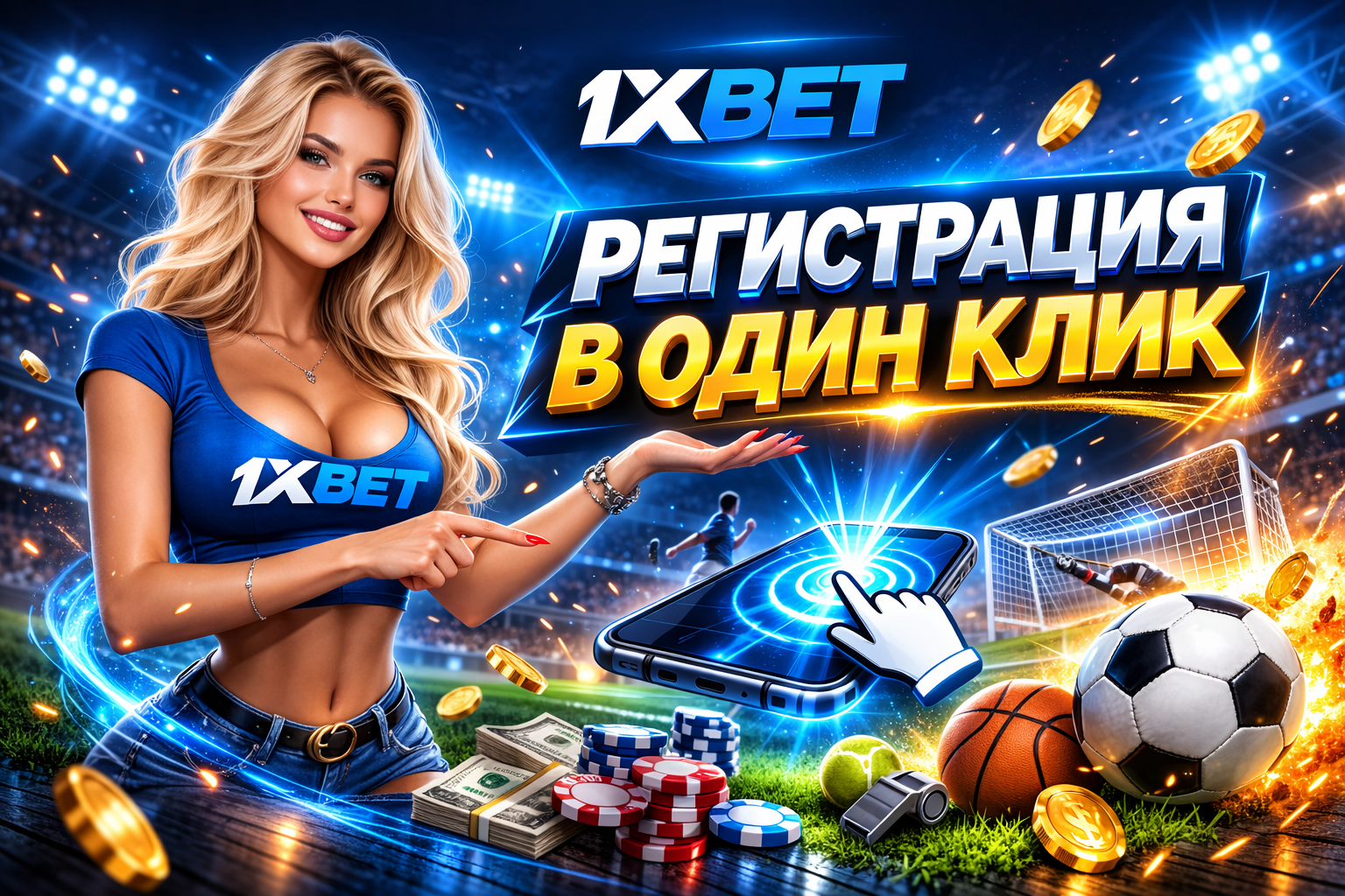 1xBet регистрация в один клик